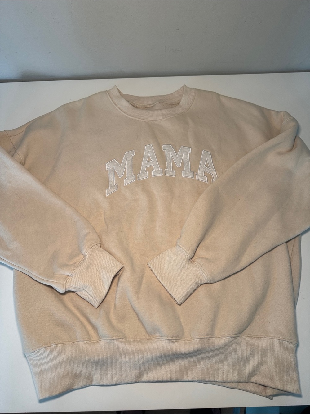 Cream 'MAMA' Crewneck Sweater - Casual Women's Pullover warm cozy heavyweight